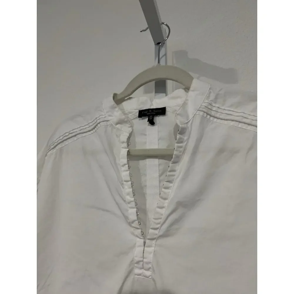 Rag & Bone Darcy Boxy Round Neck Short Sleeve Cotton Poplin Hi-low Classic XS/S